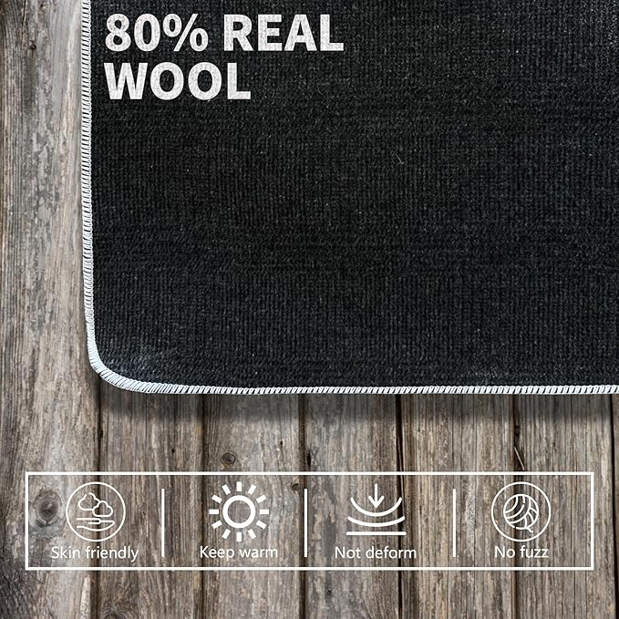 80% Wool Blanket - 5 lbs, Warm, Thick, Washable, Large 60" x 88" Military Camping Blanket, Super Soft - Great for Cold Weather, Camping, Hiking, Outdoors, Home, Survival & Emergency