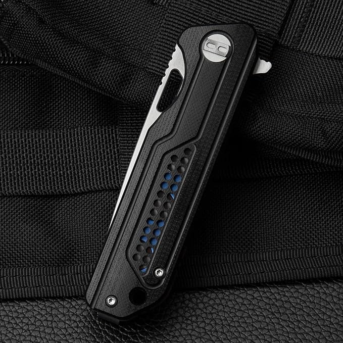 BESTECH KNIVES Pocket Folder Folding Knife: 3.23" K110 Steel Blade, G10 Scales, Flipper, Liner Lock, EDC Titanium Clip, BG35A-1 (Black)