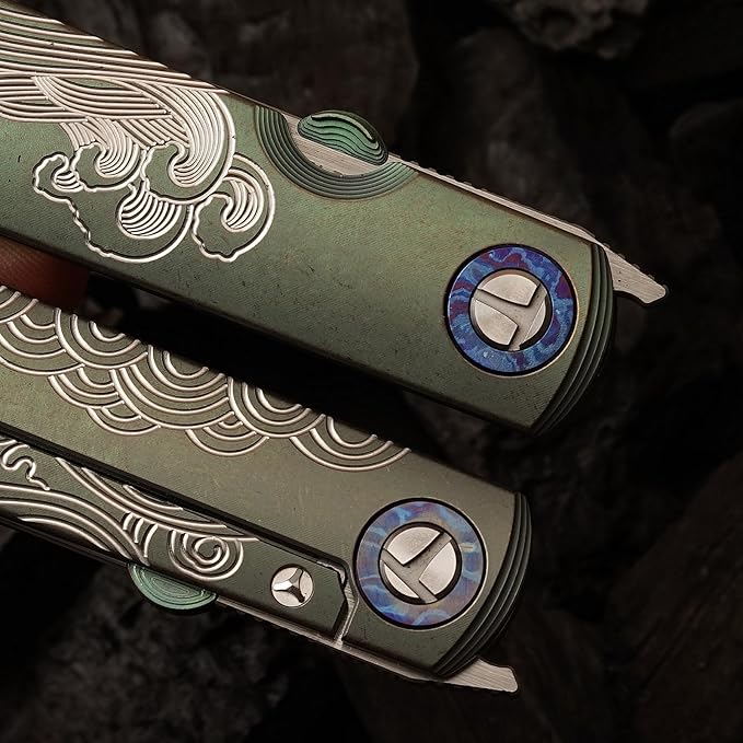 Handmade CPM-S35VN Powder Steel Japanese Pocket Knife, TC4 Titanium Alloy Handle, Camping and Hiking, Can be Gifted to Husband and Wife