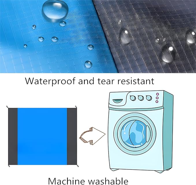 Large Beach Blanket 79''×83'' Double-Sided Waterproof Outdoor Mat with Ground Nails,Lightweight Picnic Blanket for Camping, Hiking, Picnic, Beach, Travel, Sports