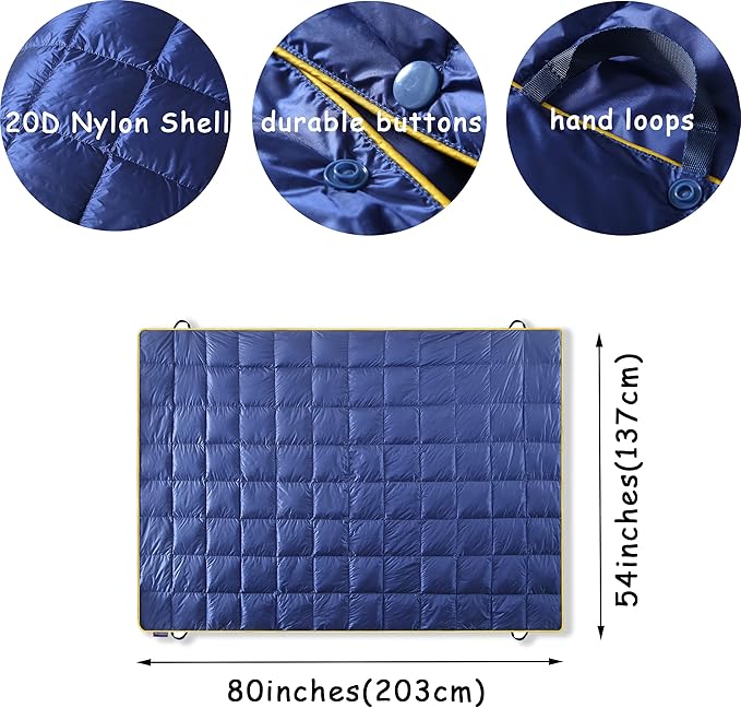 Outdoor Down Blankets Camping Blanket - Extra Puffy,Packable,Waterproof,Lightweight and Warm | Ideal for Outdoor,Travel,Beach,Camping,Stadium,Festivals,Hammock,Backpacking | puffy Camp Quilt