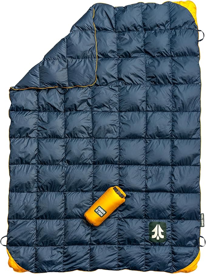 Outdoor, Travel, and Camping Puffy Down Blanket - Its Packable, Lightweight, and Warm - Midnight Ember