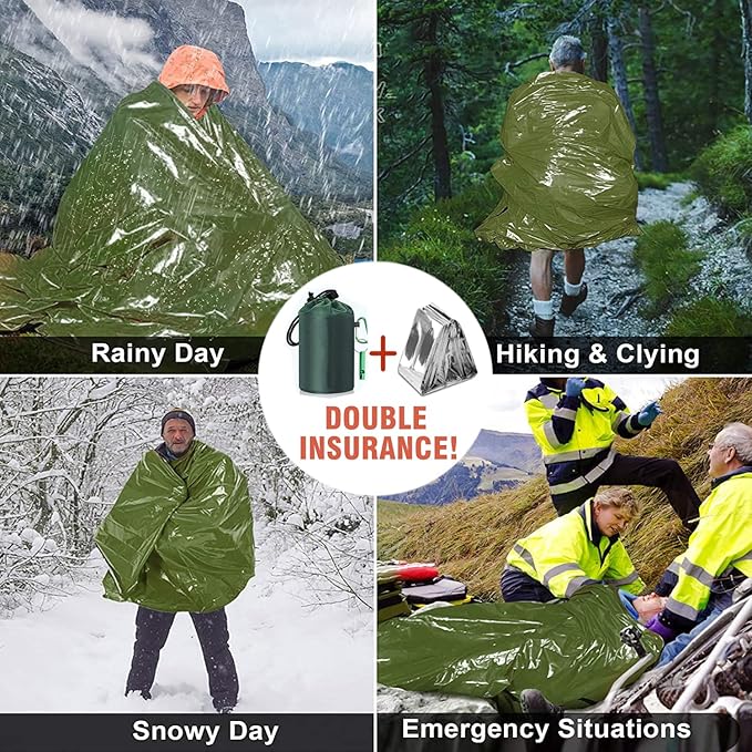 Emergency Sleeping Bag, Waterproof Thermal Bivy Sack with Survival Blanket for Outdoor Hiking Camping Adventure