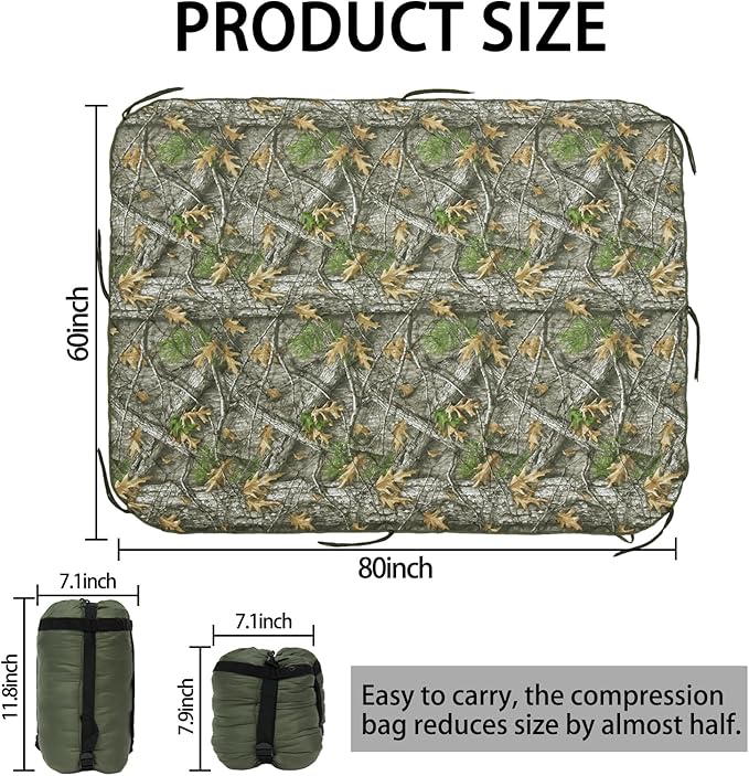 Military Poncho Liner 60”x 79” Camping Blanket Woobie Compact Waterproof for Travel Stadium Outdoor Camping