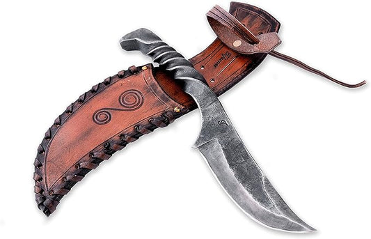 Toferner Hand Forged Knife Wolf Claw with Sheath, Vintage Knife for Antique Collection, Genuine Leather Case, Hardened Blade, Hand Made Craft, Gift Idea for Men
