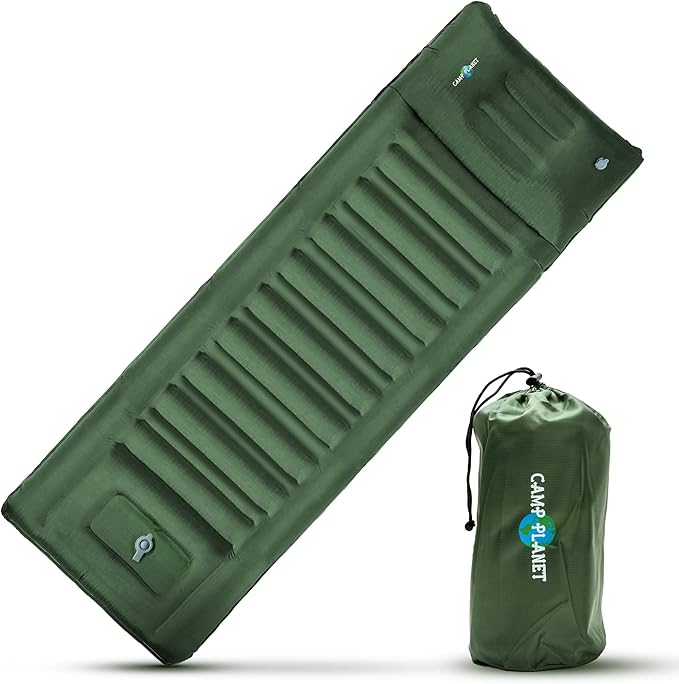 Sleeping Pad for Camping - 3.5 Inch Extra Thick Inflatable Camping Mattress Pad with Built-in Pump and Integrated Pillow - Waterproof Sleep Pad for Hiking, Backpacking, Road Trips