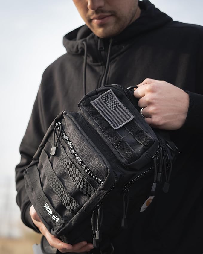 Tactical Sling Bag Pack Military Waterproof Assault Rover Shoulder Sling (Black)
