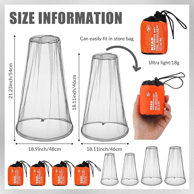 HESTYA 4 Pack Mosquito Net Face Mesh Net Protecting Net for Outdoor Hiking Camping Climbing Mosquito Fly Insects Preventing