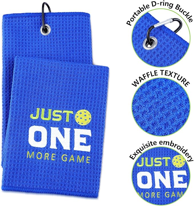 Hosuly 4 Pieces Funny Dinkball Towels Microfiber Cotton Athletic Towels with Clip Embroidered Towel Gift for Men Women Dinkball Lovers(Unisex,Classic)