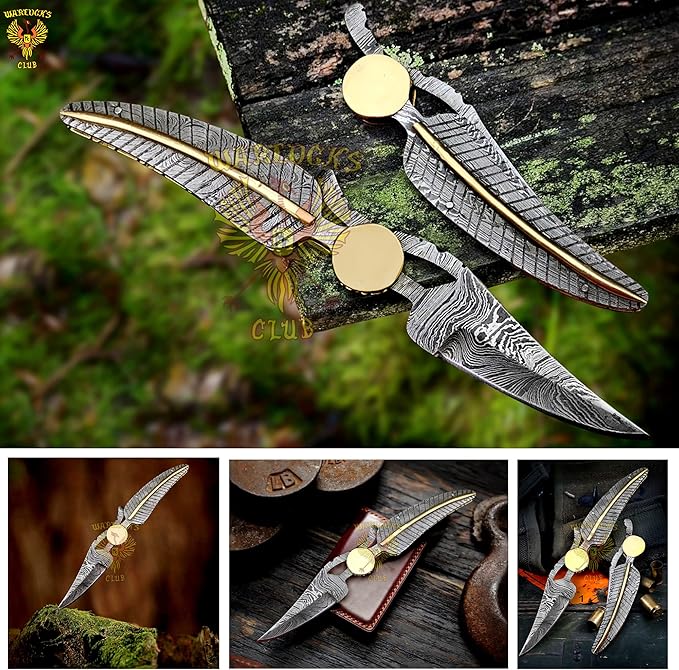 Handmade Damascus Pocket Knife with Sheath