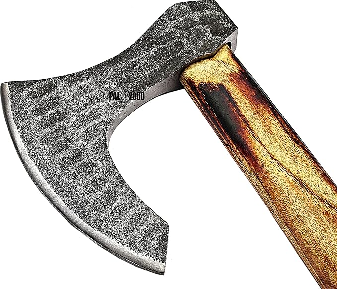 AX-2038 Custom Handmade Viking Hatchet Axe Carbon Steel Head Bearded Camping Tomahawk Battle Ax with Sheath
