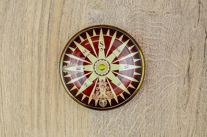 Vintage Style Brass Pocket Compass with Wooden Box, Gifts for Friends & Family, Nautical Navy Compass, Baptism Gifts, Confirmation Gifts