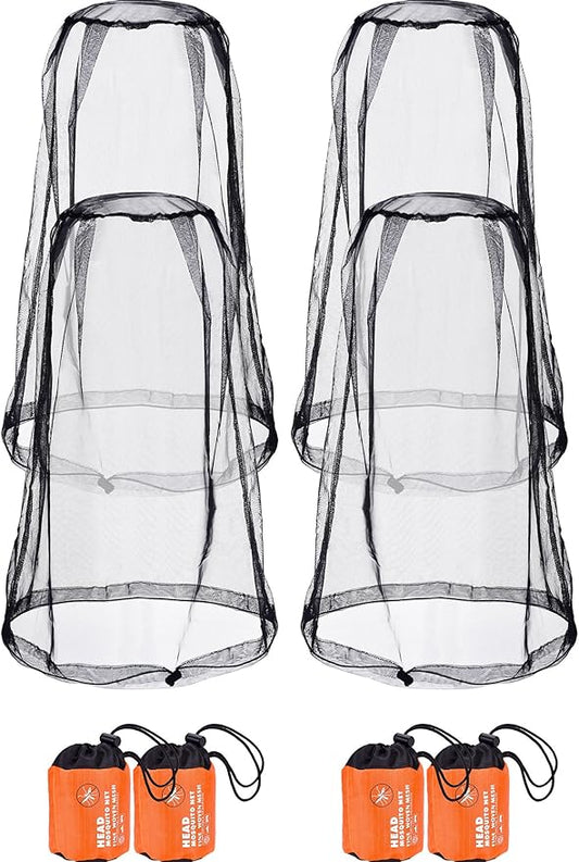 HESTYA 4 Pack Mosquito Net Face Mesh Net Protecting Net for Outdoor Hiking Camping Climbing Mosquito Fly Insects Preventing