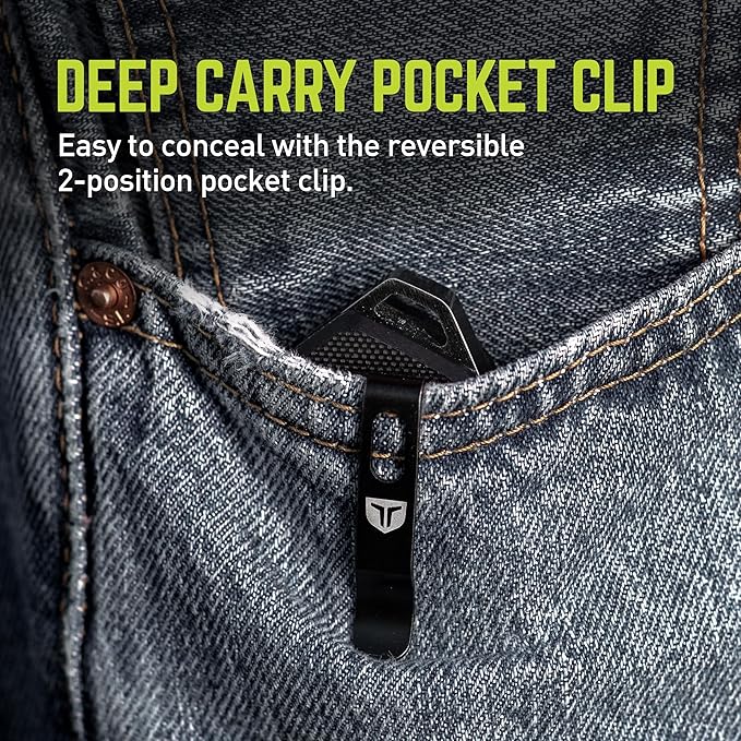 TRUE MAAR Cleaver Flipper Knife: D2 STEEL, BLACK OXIDE, STONEWASH FINISH w/2-WAY CARRY POCKET CLIP