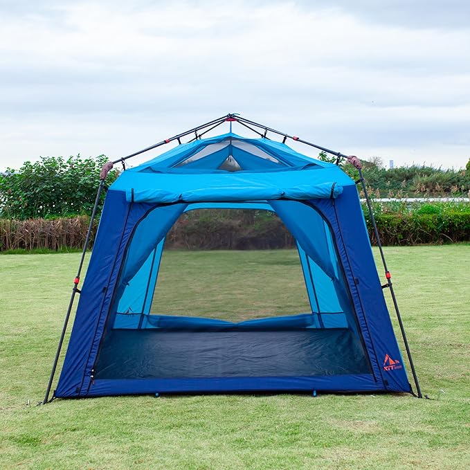 KTT Large Tent 6-8 Person,Family Cabin Tents,Straight Wall,3 Doors and 3 Windows with Mesh,Waterproof,Big Tent for Outdoor,Picnic,Camping,Family,Friends Gathering.……