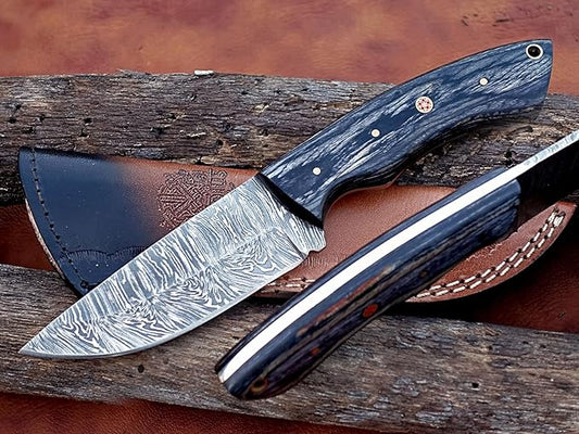 | Viking Heritage Skinner Knife – Expertly Crafted with Damascus steel for Precision Hunting and Field Dressing: Embrace the Timeless Elegance of Craftsmanship with this Razor-Sharp