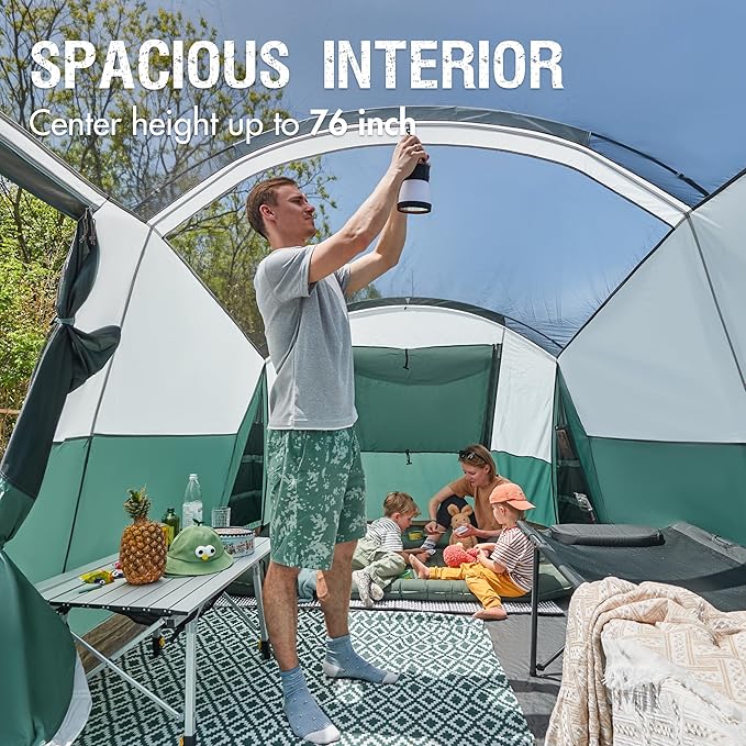 PORTAL 6/8/10 Person Family Camping Tent with Screen Room, Water Resistant Big Tunnel Tent with Rainfly, Large Family Tent for Outdoor Camping, Party
