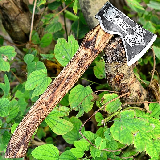 AX-5007 Custom Handmade Hatchet Viking Bearded Head Camping Tomahawk Tool Battle Axe with Sheath