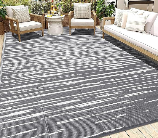 HEBE Outdoor Rug 5'x8' Waterproof for Patios Clearance, Reversible Plastic Straw Rug Camping Carpet, Indoor Outdoor Area Rugs Patio Mats for RV,Picnic,Backyard,Deck,Balcony,Porch