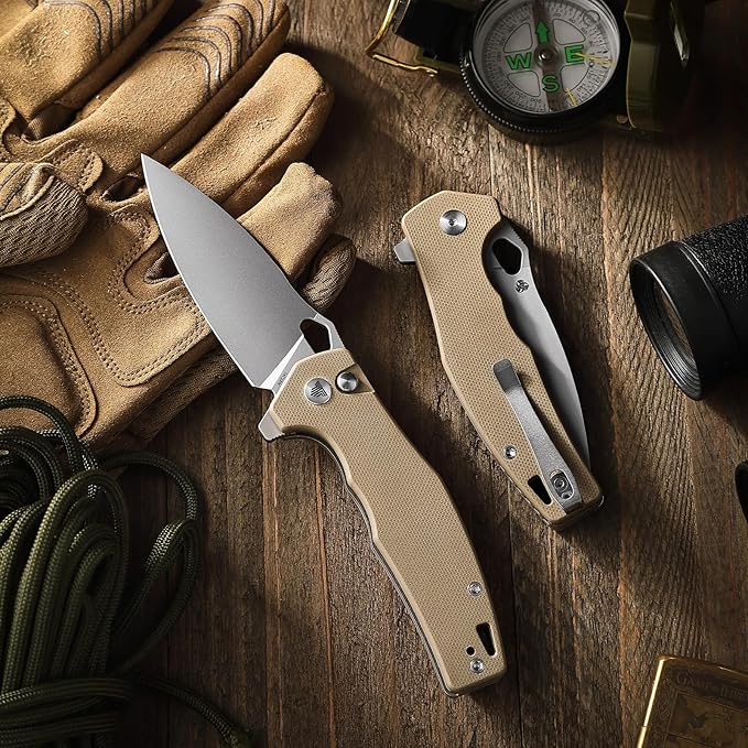 Folding Pocket Knife for Men, EDC Knife with Clip，Camping Tool, 3.16" Sandvik 14C28N Steel Blade，G10 Handle，Corvus-03N