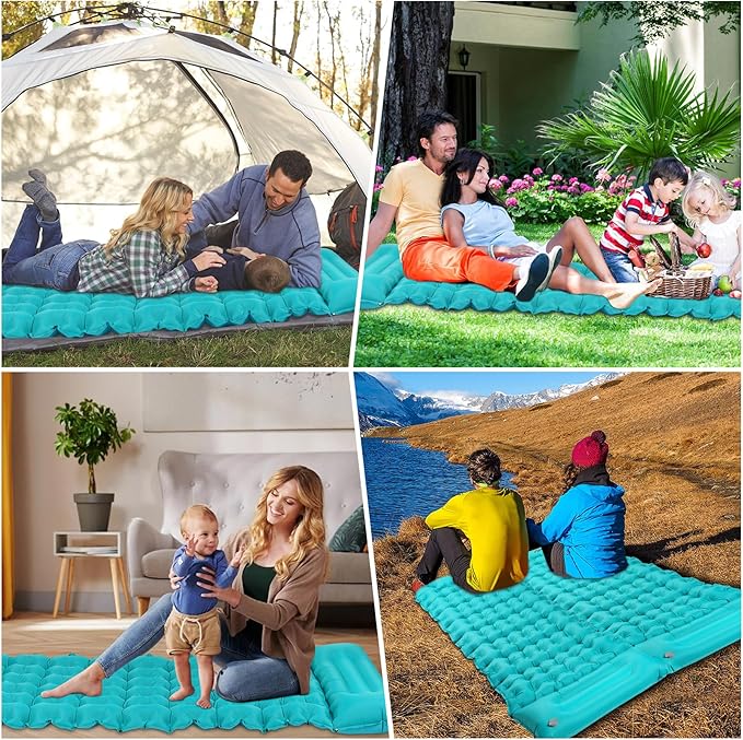 Sleeping Pad for Camping, Ultralight Inflatable Sleeping Mat with Pillow, Built-in Foot Pump, Self Inflating 4" Extra-Thick Camping Air Mattress, Compact Camping Pads for Sleeping, Backpacking