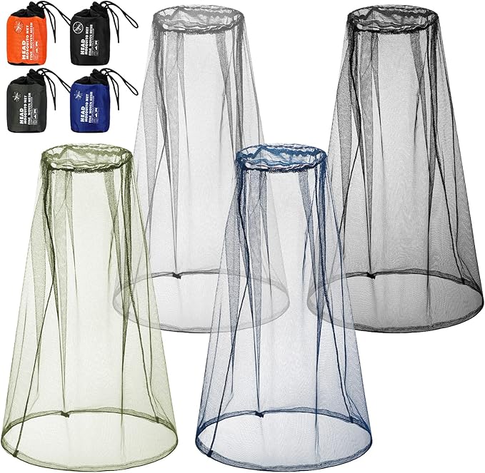 HESTYA 4 Pack Mosquito Net Face Mesh Net Protecting Net for Outdoor Hiking Camping Climbing Mosquito Fly Insects Preventing