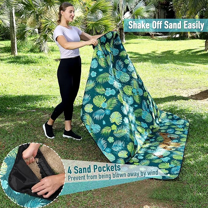 PY SUPER MODE Picnic Blankets Extra Large, Waterproof Foldable Outdoor Beach Blanket Oversized 83x79” Sandproof, 3-Layer Picnic Mat for Camping, Hiking, Travel, Park, Concerts(Yellow Flowers)