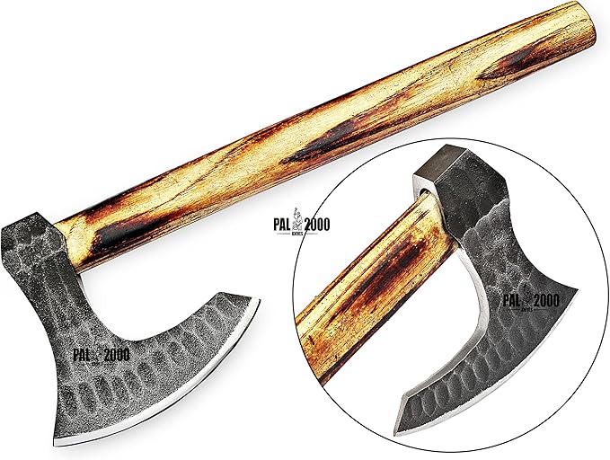 AX-2038 Custom Handmade Viking Hatchet Axe Carbon Steel Head Bearded Camping Tomahawk Battle Ax with Sheath