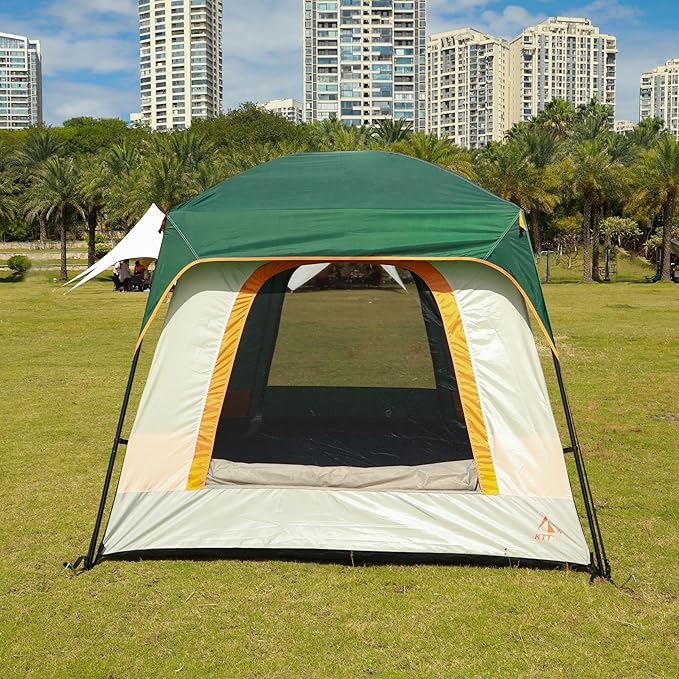 KTT Large Tent 6-8 Person,Family Cabin Tents,Straight Wall,3 Doors and 3 Windows with Mesh,Waterproof,Big Tent for Outdoor,Picnic,Camping,Family,Friends Gathering.……