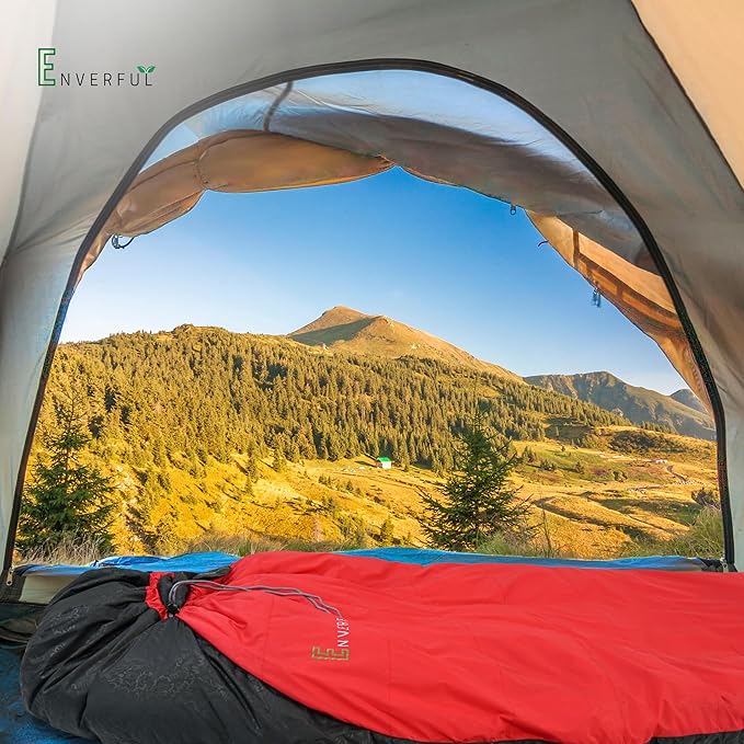 Duck Down Mummy Sleeping Bag for Adults – Cold & Warm Weather Sleeping Bags – Lightweight, Compact & Portable Camping – Sleep Bag for Hiking & Backpacking – Compression Carrying Bag