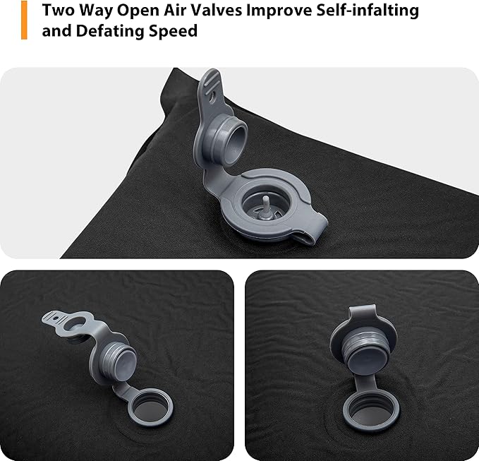 Ubon Sleeping Foam for One Person Fast Self Inflating Camping Pad 3 Inch Extra Thickness Camping Foam Pad Thick Inflatable Moisture-Proof Foam - Black