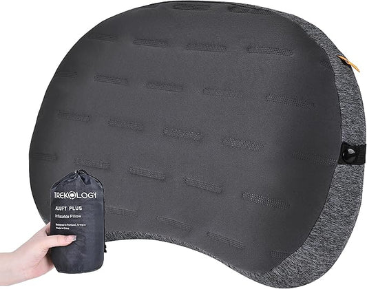 TREKOLOGY Ultralight Inflatable Camping Pillow - Compact & Comfortable Blow Up Pillow for Backpacking, Hiking, and Travel - Aluft Plus Series
