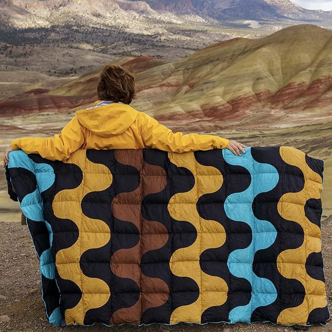 Horizon Hound Down Camping Blanket - Outdoor Travel Quilt | Sustainable, Insulated, Lightweight & Warm Gear for Sleep, Camping, Stadium, Hiking & Festivals | Water Resistant, Packable & Compact