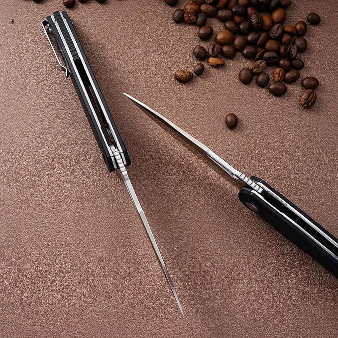 Folding Pocket Knife, EDC Knife with 3,66" Blade & G10 Handle Camping Knife with Flipper Opener, Liner Lock, Reversible Clip for Outdoor Men Women Tool