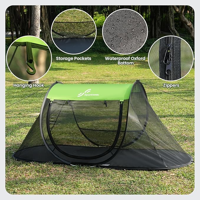 Sportneer Pop-Up Mosquito Net Tent, Portable Foldable Mosquito Tent with Bug Screen Net Adults Kids for Camping Cot, 1 Person Camping Tent for Bed