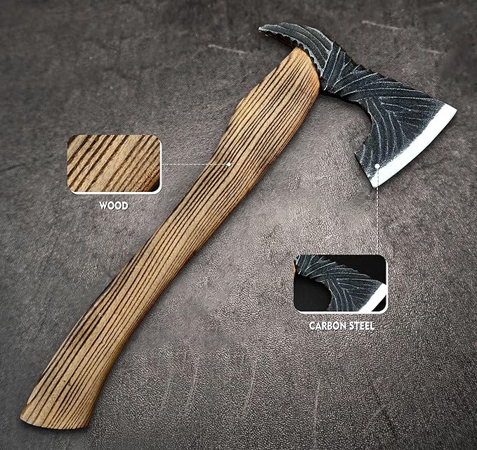 Viking Handmade High Carbon Steel Axe with Sheath | Outdoor Camping Hatchet for Wood Splitting and Hatchet, Camping, Hunting, Survival Cool Steel Axe