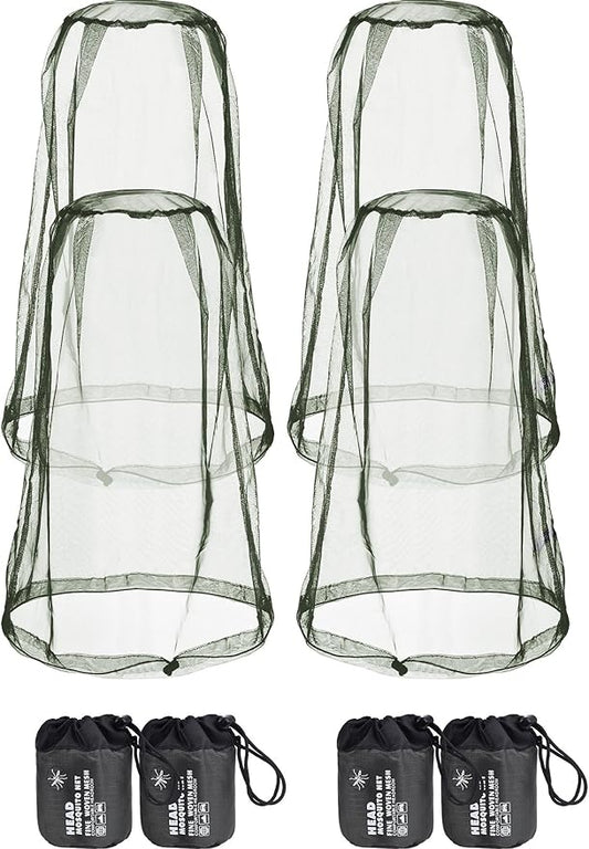 HESTYA 4 Pack Mosquito Net Face Mesh Net Protecting Net for Outdoor Hiking Camping Climbing Mosquito Fly Insects Preventing