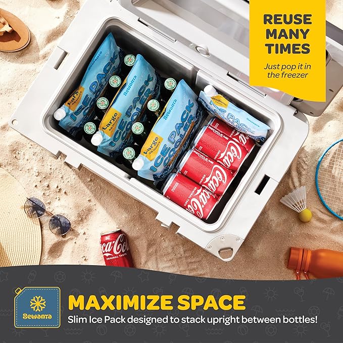 Reusable Ice Packs for lunch Boxes, Coolers (18 Pack) Ice Pack for Outdoor Activities Like Camping & Travel - keep drink & Food Cold Up to 48 Hours with No Mess of Melting Ice.