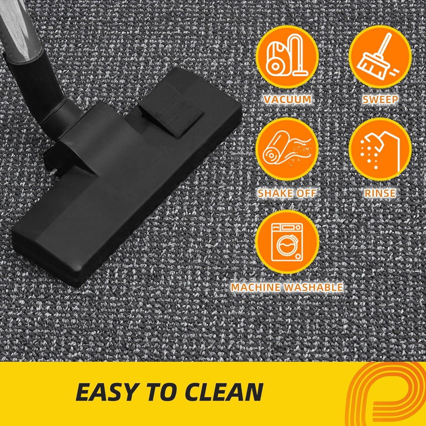 JSEI Dirt Trapper Door Mat 20"x32" Non-Slip Washable Entrance Mat, Dog Doormats, Absorbent & Fade-Resistant Floor Mats, Low Profile Welcome Mats for Entryway, Front Door, and Inside Entrance,Dark Grey