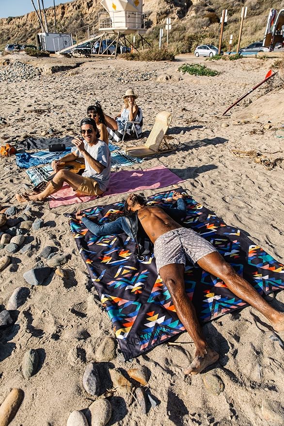 Nomadix Festival Blanket - Perfect for Picnics, Camping, & Lawn Seating - Plush Top & Water Resistant Base - Made with Post Consumer Recycled Materials - Stripes Retro - 60x70