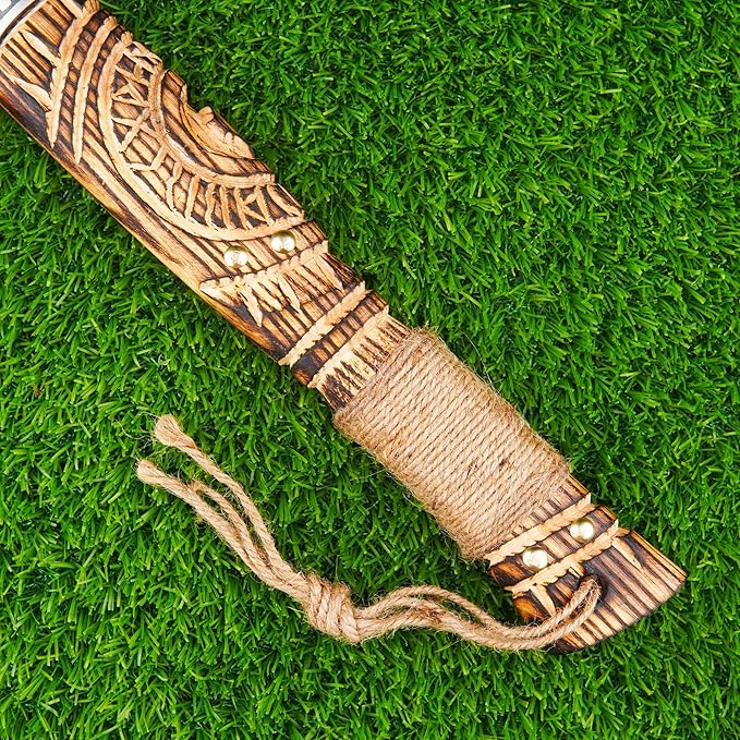 H&A CRAFTS® Viking Axe The Ragnar Lothbrok Real, and Custom Crafted with Leather Sheath Carbon Steel Camping Hatchet Personalized Gifts for Men (Wrath of Valhalla Viking Axe)