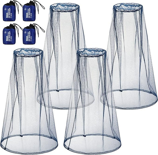 HESTYA 4 Pack Mosquito Net Face Mesh Net Protecting Net for Outdoor Hiking Camping Climbing Mosquito Fly Insects Preventing