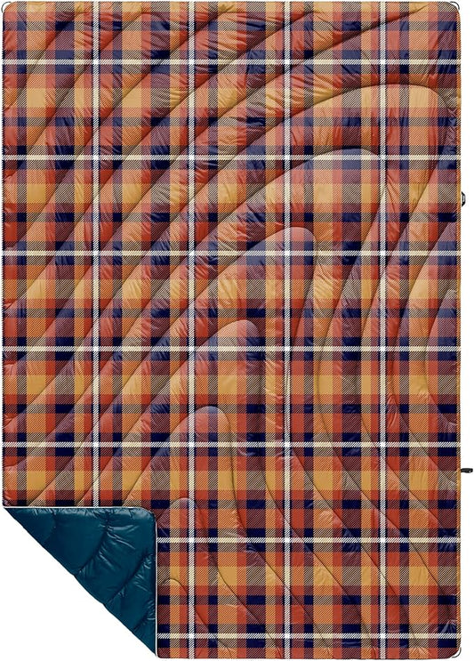 Rumpl Original Puffy Blanket - Warm Puffy Camping Blanket, 100% Recycled Polyester Insulation, Lightweight, Packable, Water-Resistant, Outdoor Puffer Blanket, 52"x75", Autumn Plaid