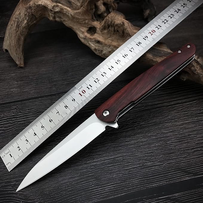 HUAAO 8.5’’ Folding Knife, Pocket Knife with Clip, Liner Lock, Flipper Open, for Hunting Survival Hiking Camping