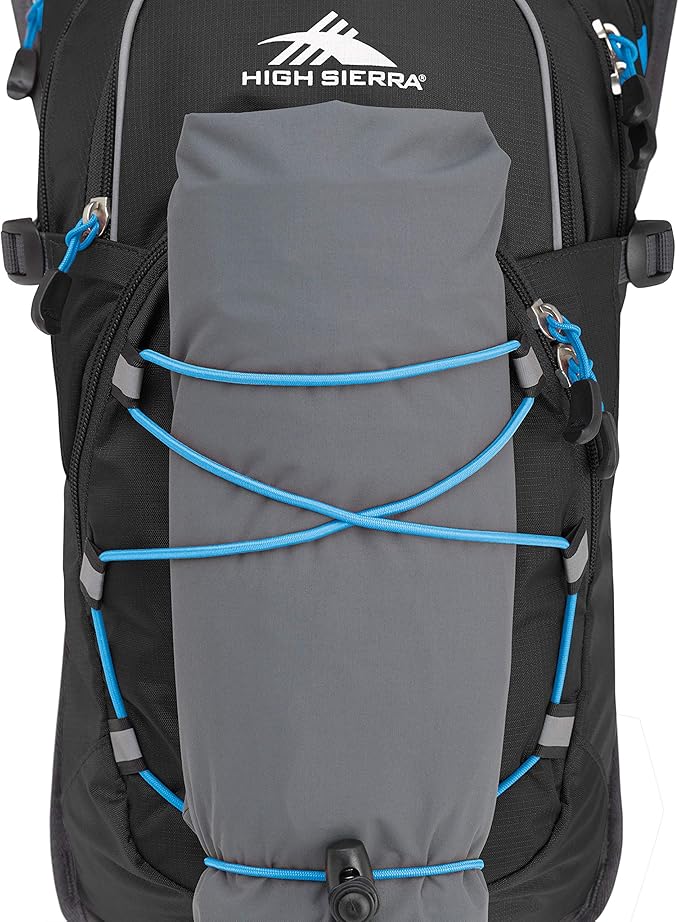 High Sierra HydraHike Hydration Backpack, Lightweight Running Backpack, Cycling, Hiking, for Men & Women, Black/Slate/Pool, 8L