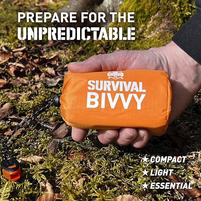 Monterra Emergency Survival Bivvy, Sleeping Bag, Hiking Essentials, Bivy Sack, Outdoor Gear and Equipment, Camping Accessories.