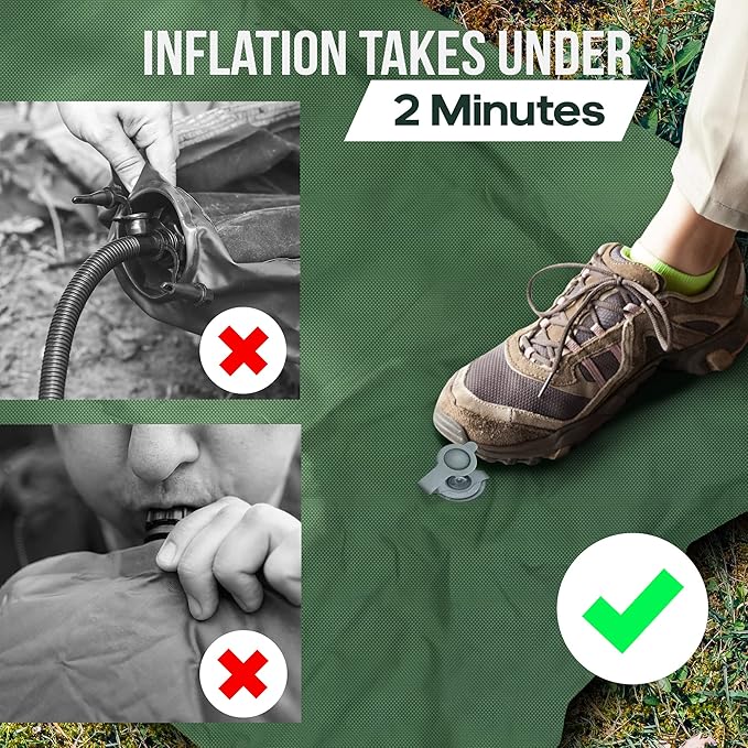 Sleeping Pad for Camping - 3.5 Inch Extra Thick Inflatable Camping Mattress Pad with Built-in Pump and Integrated Pillow - Waterproof Sleep Pad for Hiking, Backpacking, Road Trips