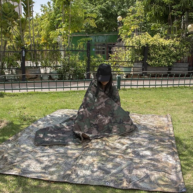 Military Poncho Liner 55”x 79” Camping Blanket Woobie Compact Waterproof for Travel Stadium Outdoor Camping