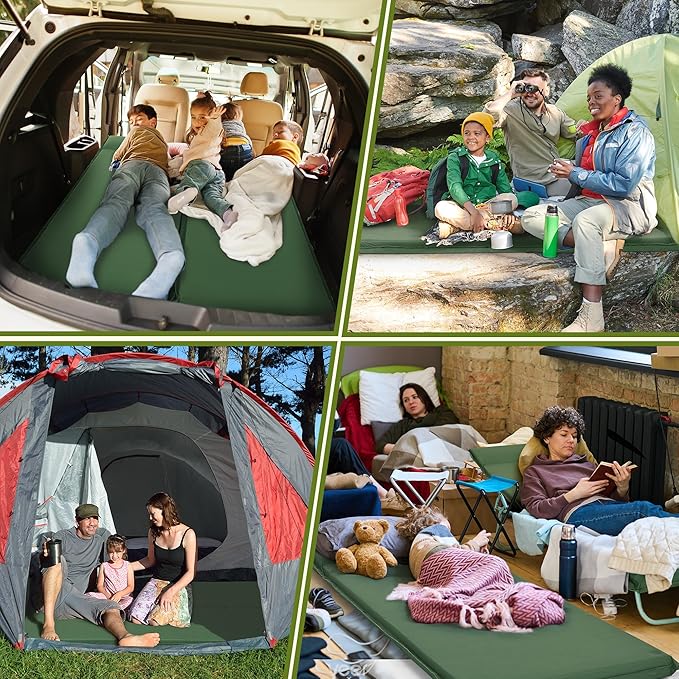 ropoda Self Inflating Sleeping Pad - Fast-Rebound, 3" Thick Elastic Foam Sleeping Pad,Camping Mat with Pillow, Storage Bag, 4-Season Camping Mattress Pad for Camping, Cars, Expandable Sleeping Pad…
