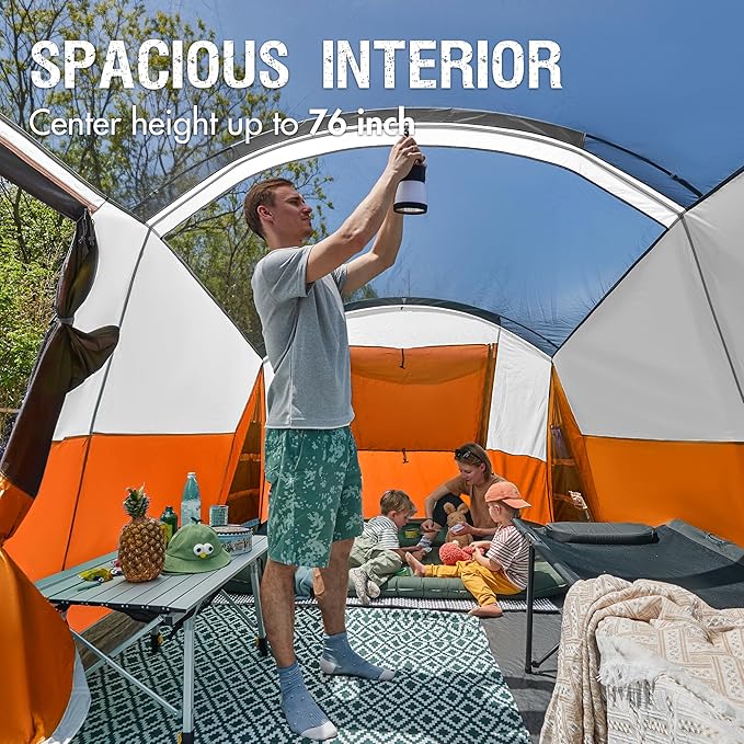 PORTAL 6/8/10 Person Family Camping Tent with Screen Room, Water Resistant Big Tunnel Tent with Rainfly, Large Family Tent for Outdoor Camping, Party